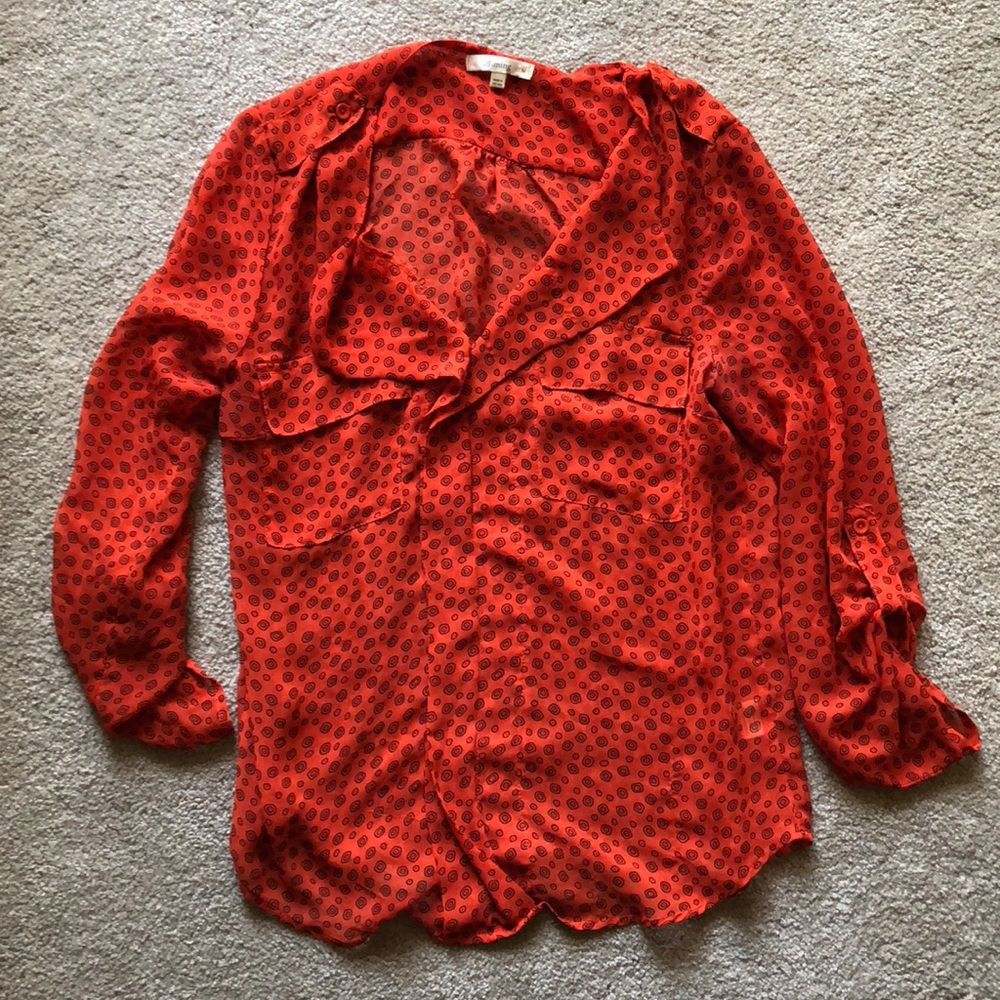 Burnt-Orange Loose Blouse